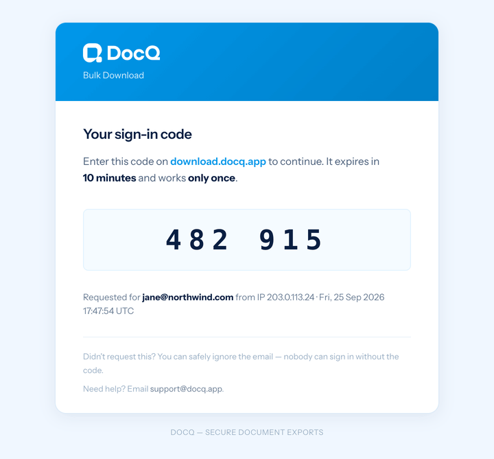 Sign-in code email