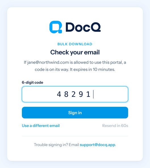 Entering the sign-in code