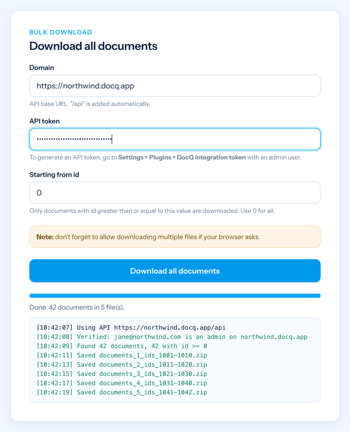 A finished download