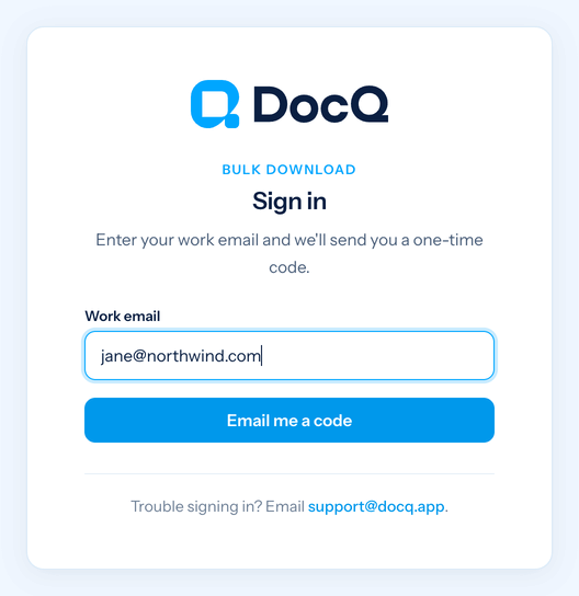 Bulk Download sign-in page