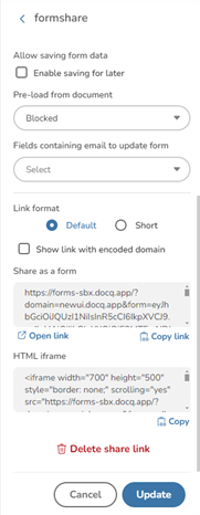 Form sharing interface