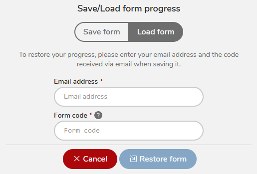 Restore form data